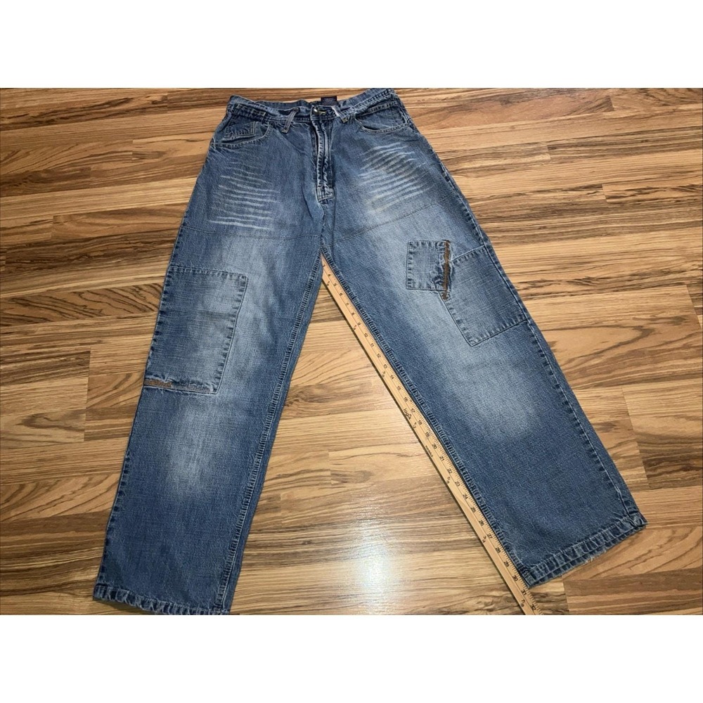 Vintage Y2K Roca Wear Baggy Skater Blue Jeans 34x31 Jay Z Hip-hop